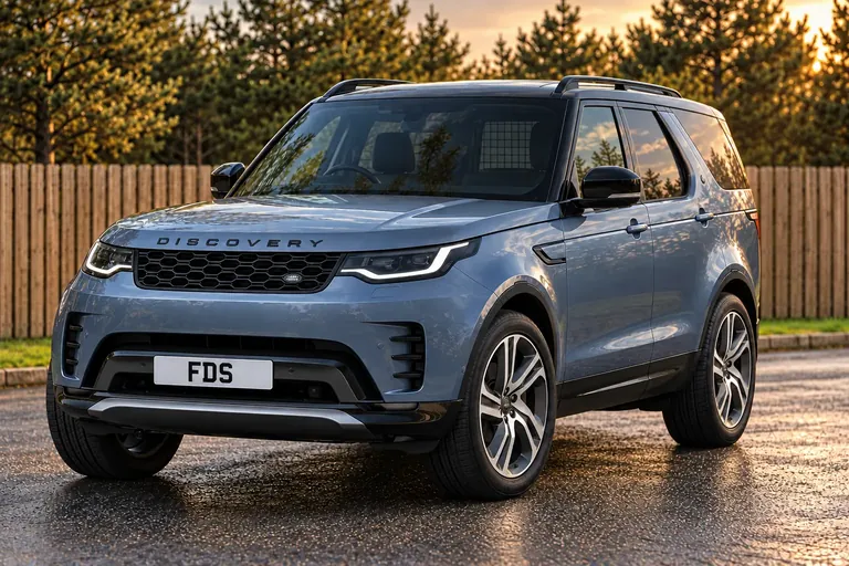 Discovery Commercial Landmark in Tasman Blue, factory styling. Illustrative exterior view.